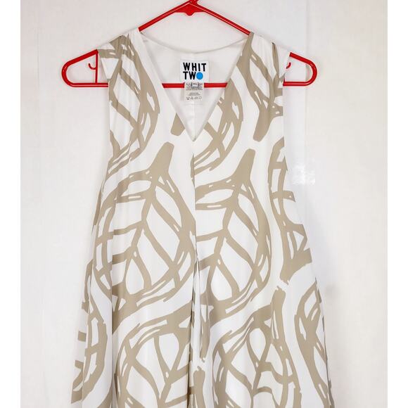 Anthropologie Whit Two tan leaf print maxi dress Size XS Tropical Clean Girl - Picture 5 of 12